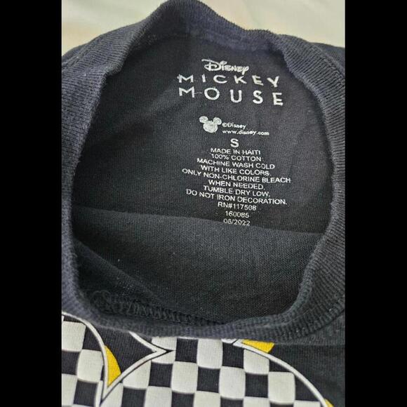 Disney Mickey Mouse Graphic Tee - Black Checkered Design Size Small - Picture 4 of 6